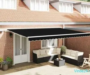 Marchiză Retractabilă with Manual Negru 500 × 350 cm Negru