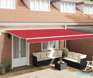 Marchiză retractabilă automată cu LED roșu 500x350 cm
