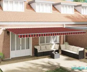 Marchiză Retractabilă Automată cu LED Portocalie și Maro 600x300 cm