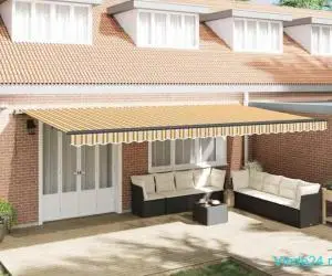 Marchiză Retractabilă Automată cu Dungi LED Multicolore 600x300 cm