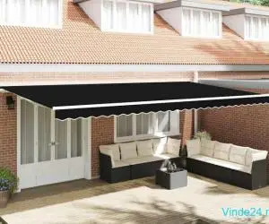 Marchiză retractabilă Negru 600 × 300 cm Negru