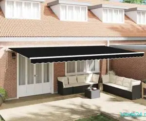 Marchiză retractabilă automată cu LED Neagră 600x300 cm