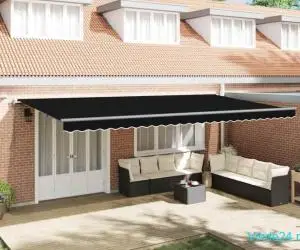 Marchiză retractabilă automată cu LED Neagră 600x300 cm