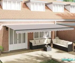 Marcheza retractabilă automată cu LED Gri deschis 600x300 cm