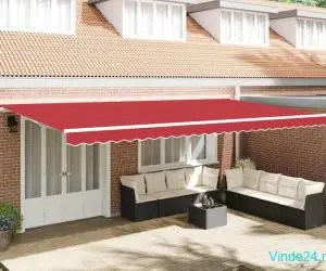 Marchiză retractabilă manuală roșie 600 x 300 cm