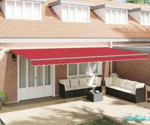 Marchiză retractabilă automată cu LED roșu 600x300 cm
