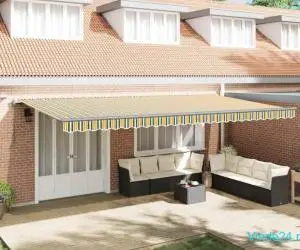 Markiză retractabilă automată cu LED verde și galben 600 x 300 cm