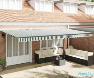 Pergolă Retractabilă Automată , Verde și Alb, 600 x 300 cm