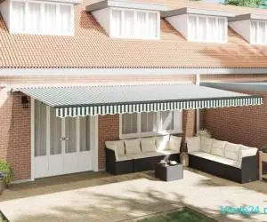 marchiza automată retractabilă cu LED Verde și Alb 600x300 cm