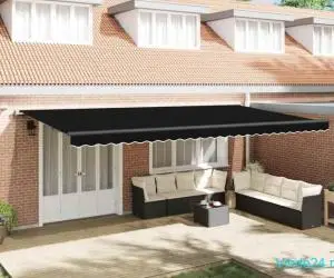 Marchiză retractabilă automată cu LED Neagră 600x350 cm