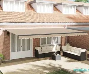 Marchiză retractabilă automată cu LED Bej 600x350 cm