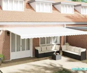 Marchiză with Manual Alb 600 × 350 cm Alb