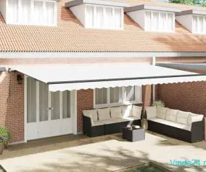Marchiză Retractabilă Manuală cu LED Alb 600x350 cm