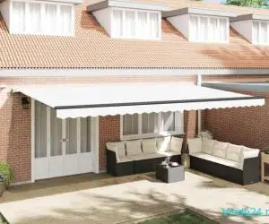Marchiză retractabilă automată cu LED Alb 600x350 cm