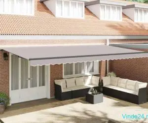 Markiza automată retractabilă , gri deschis, 600 x 350 cm