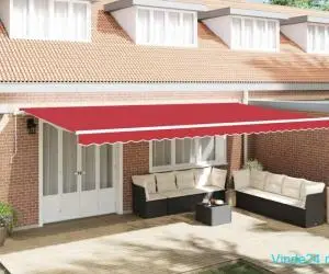 Marchiză retractabilă roșie with Manual Roșu 600 × 350 cm Roșu