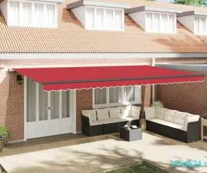 Marchiză Retractabilă Automată cu LED Roșie 600x350 cm