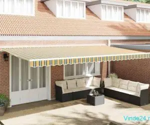Marchiză manuală retractabilă Galben și Verde 600x350 cm