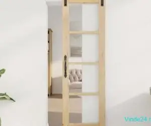 Ușă glisantă cu set de accesorii 'ORKDAL'din lemn solid și sticlă