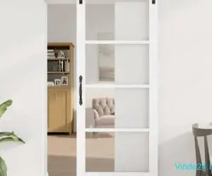 Ușă Glisantă ORKDAL Set de 2 Alb și Negru Lemn 86 x 211 cm
