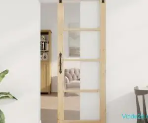 Ușă Glisantă cu Fierărie Set 'ORKDAL'Lemn Solid & Sticlă
