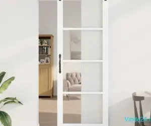 Ușă glisantă cu set de hardware "ORKDAL" Alb Lemn Solid și Sticlă