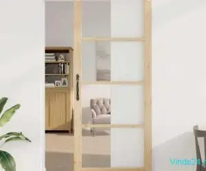 Ușă glisantă cu set de accesorii 'ORKDAL'Lemn masiv și sticlă