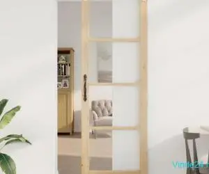 Ușă glisantă cu set de hardware "ORKDAL" Lemn masiv & Sticlă
