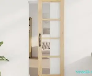 Ușa Glisantă cu Set de Accesorii 'ORKDAL'Lemn Masiv & Sticlă