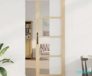 Ușa glisantă cu set hardware 'ORKDAL'Lemn Solid și Sticlă