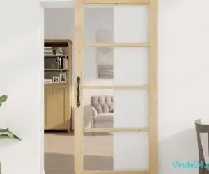 Ușa glisantă cu set de hardware 'ORKDAL'Lemn Solid și Sticlă