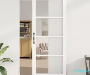 Ușa glisantă cu Set de Hardware 'ORKDAL'Lemn Solid Alb & Sticlă