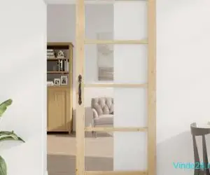 Ușă glisantă cu set hardware 86x211 cm din lemn masiv de pin