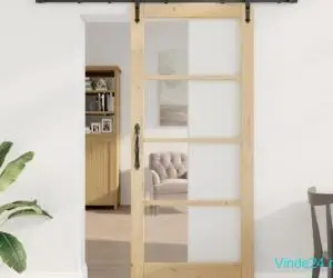 Ușă Glisantă cu Set de Echipamente 78x202 cm Lemn Solid din Pin