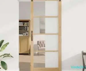 Ușă Glisantă cu Set Hardware 83x232 cm Lemn Solid De Pin