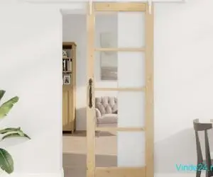 Ușă glisantă cu set de ferronerie 73.5x198.5 cm Lemn masiv de pin