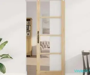 Ușă glisantă cu set de accesorii 73,5x211 cm din lemn masiv de pin