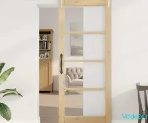 Ușă glisantă cu set de hardware 83x202 cm din lemn masiv de pin