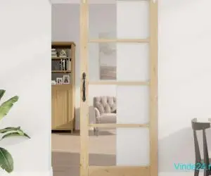 Set de uși glisante cu accesorii 86x211 cm din lemn masiv de pin