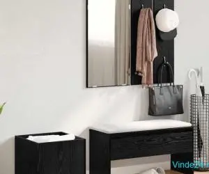 Set Mobilier pentru Hol Lemn Ingineresc Negru Stejar