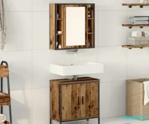Set de mobilier pentru baie 2 piese Lemn vechi Lemn prelucrat
