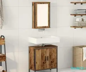 Set mobilier baie 2 piese lemn vechi lemn inginerit