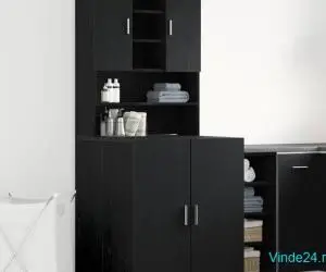Dulapuri pentru Mașini de Spălat 2 piese Stejar Negru 70.5x71.5x181.5 cm Lemn Ingineresc