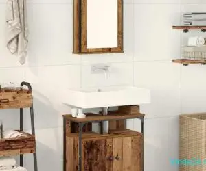 Set mobilier de baie, 2 piese, lemn vechi, lemn prelucrat