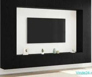 Set TV montat pe perete vitaXL, 12 piese, negru, din lemn ingineresc