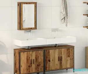 Set Mobilier Baie 3 Piese Lemn Vechi Lemn Ingineresc