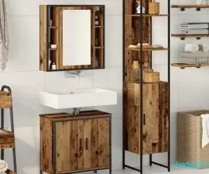 Set de mobilier pentru baie 3 piese din lemn prelucrat