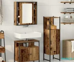 Set Mobilier Baie 3 Piese Lemn Vechi Lemn Inginerat