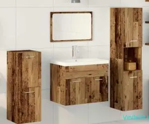 Set Mobilier Baie în 5 Piese Lemn Vechi