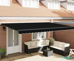 Copertină Manual Negru 500 × 350 cm Acril